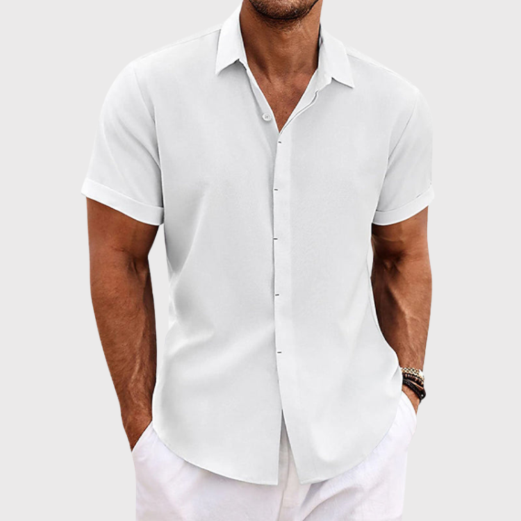 Men's Linen Shirt | Short-Sleeved, Breathable | Cotton-Linen Blend