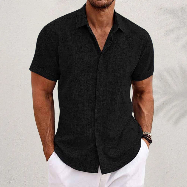 Men's Linen Shirt | Short-Sleeved, Breathable | Cotton-Linen Blend