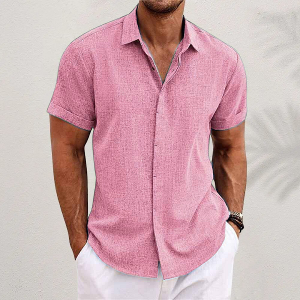 Men's Linen Shirt | Short-Sleeved, Breathable | Cotton-Linen Blend