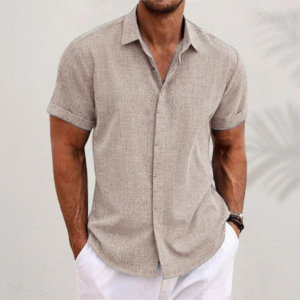 Men's Linen Shirt | Short-Sleeved, Breathable | Cotton-Linen Blend