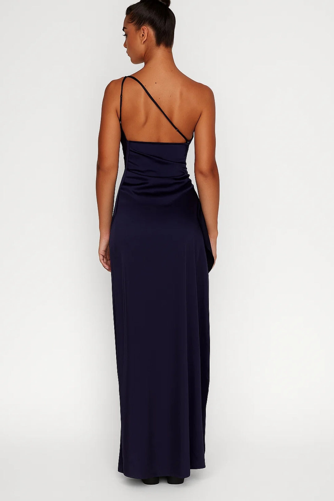 Evening Dress | Women's One-Shoulder, Long Dress | Slit and Pleats