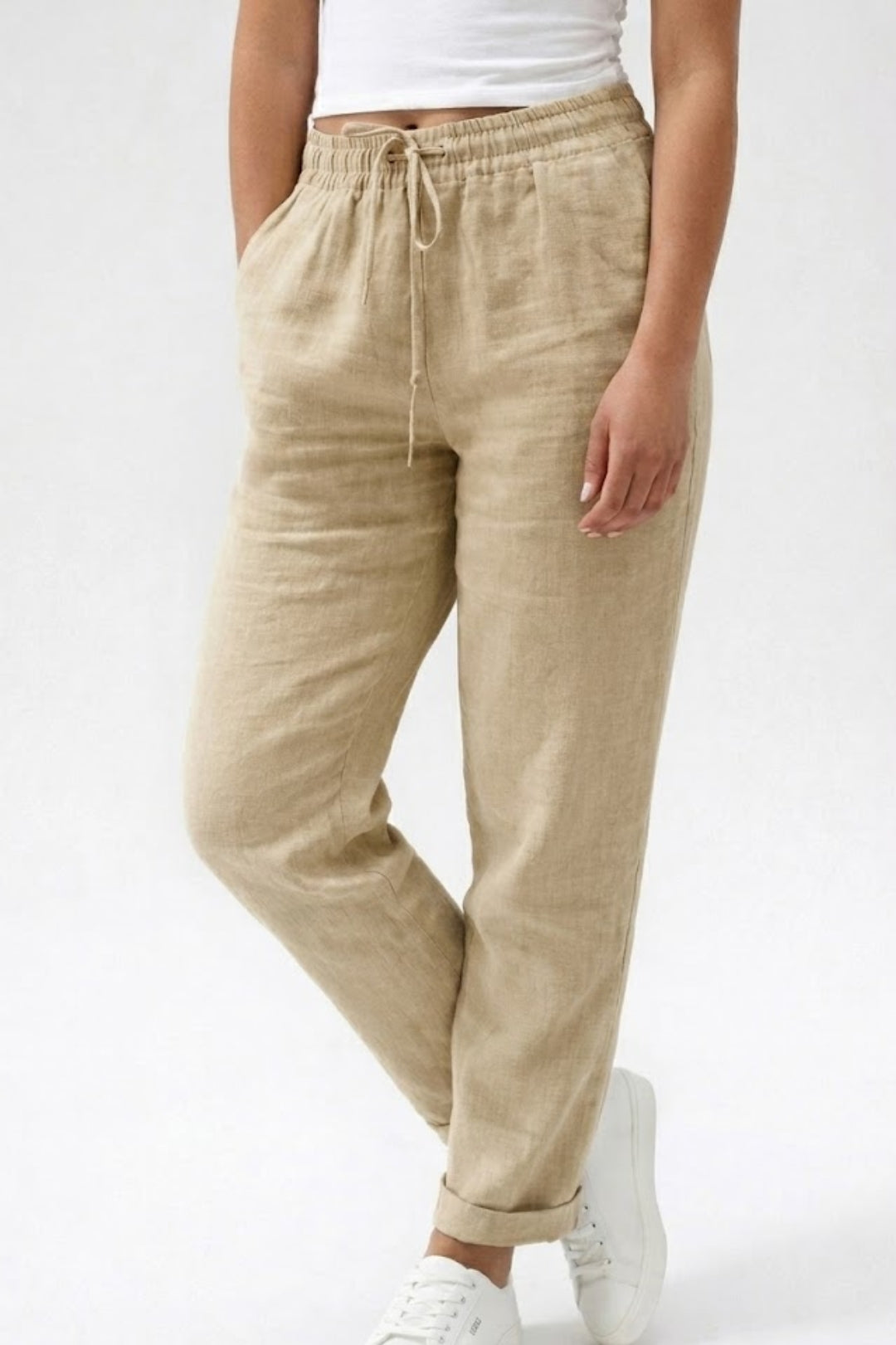 Women's pants | Straight leg, drawstring | Summer casual