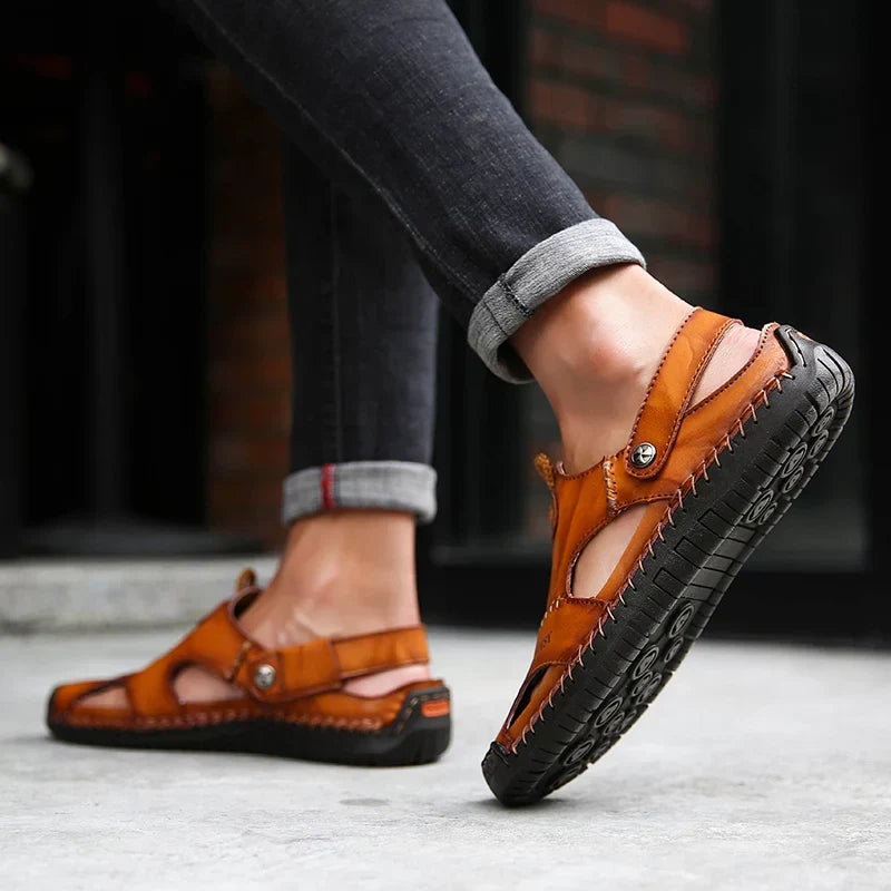 Orthopedic Leather Sandals for Men Ergonomic with Arch Support