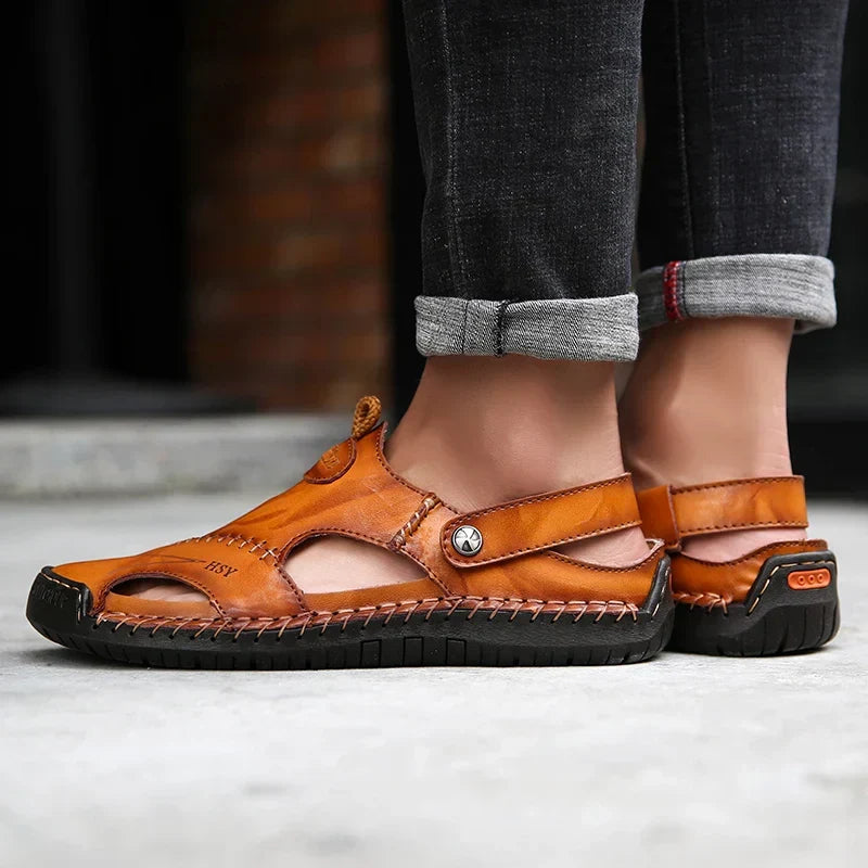 Orthopedic Leather Sandals for Men Ergonomic with Arch Support