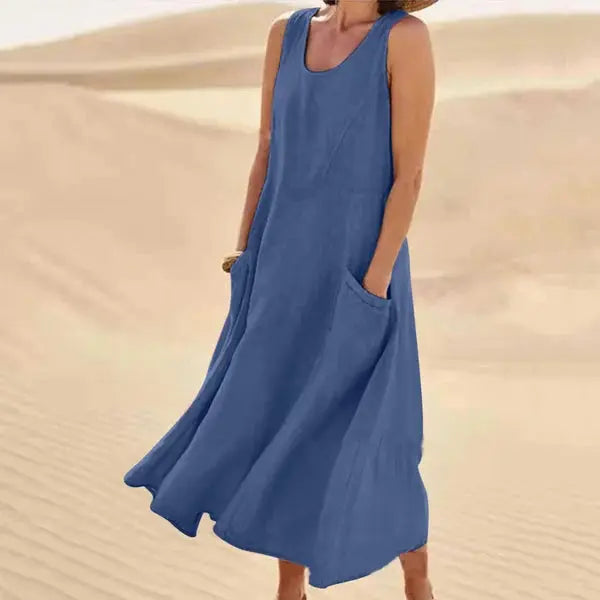 Linen dress women's long relaxed stylish