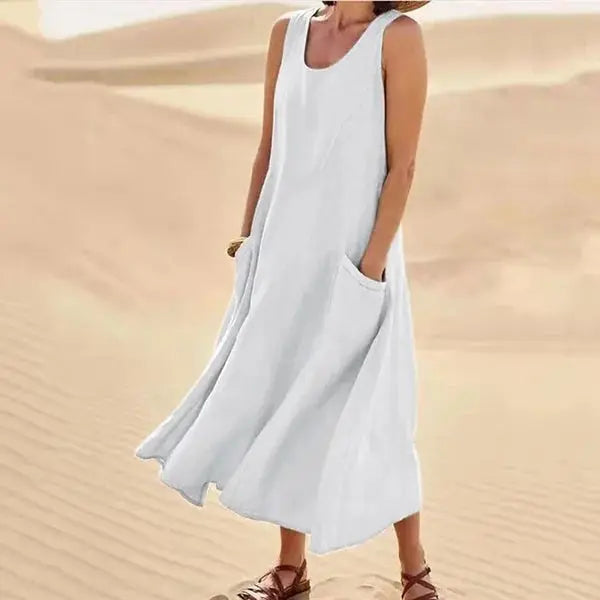 Linen dress women's long relaxed stylish