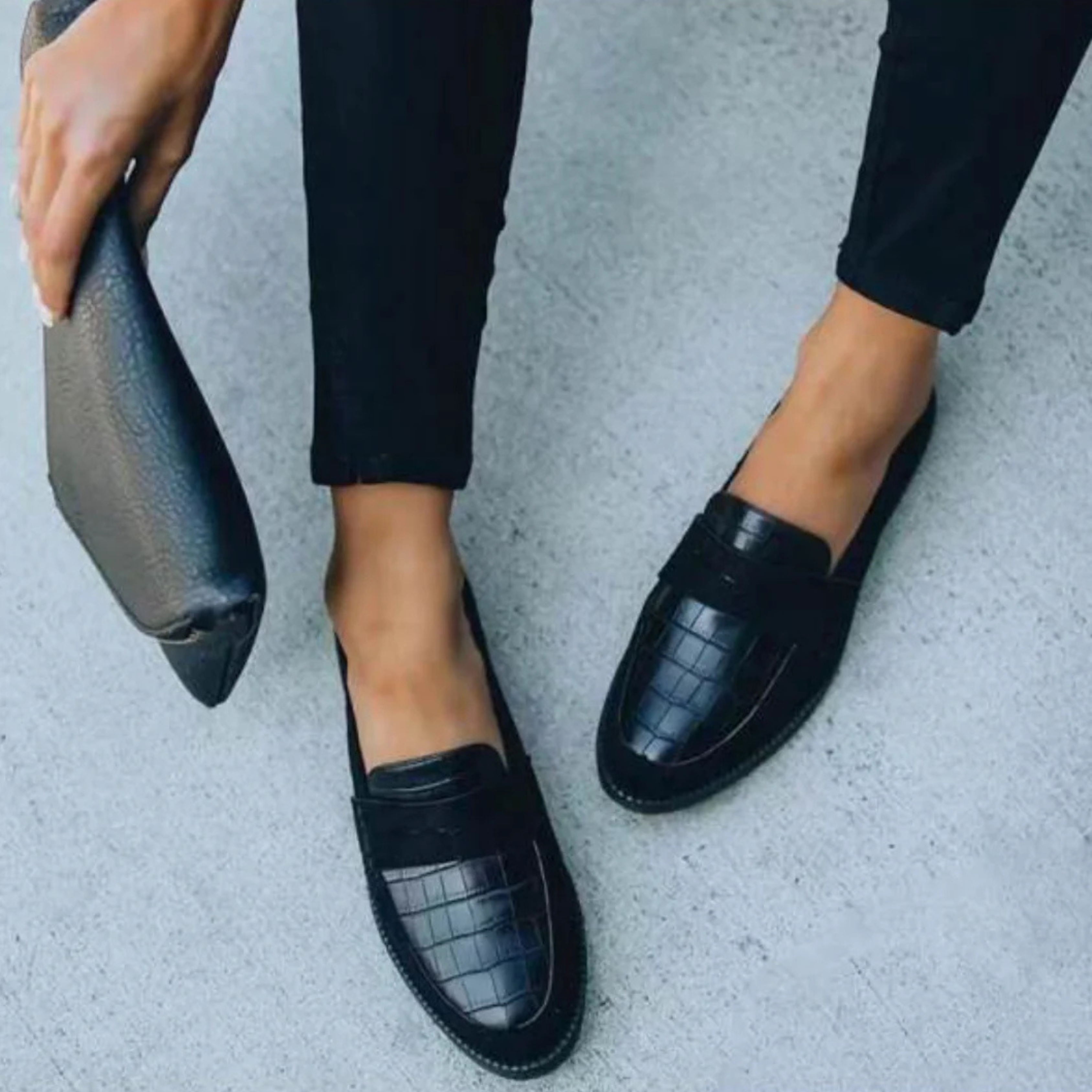 Women's leather loafers | Black, classic style