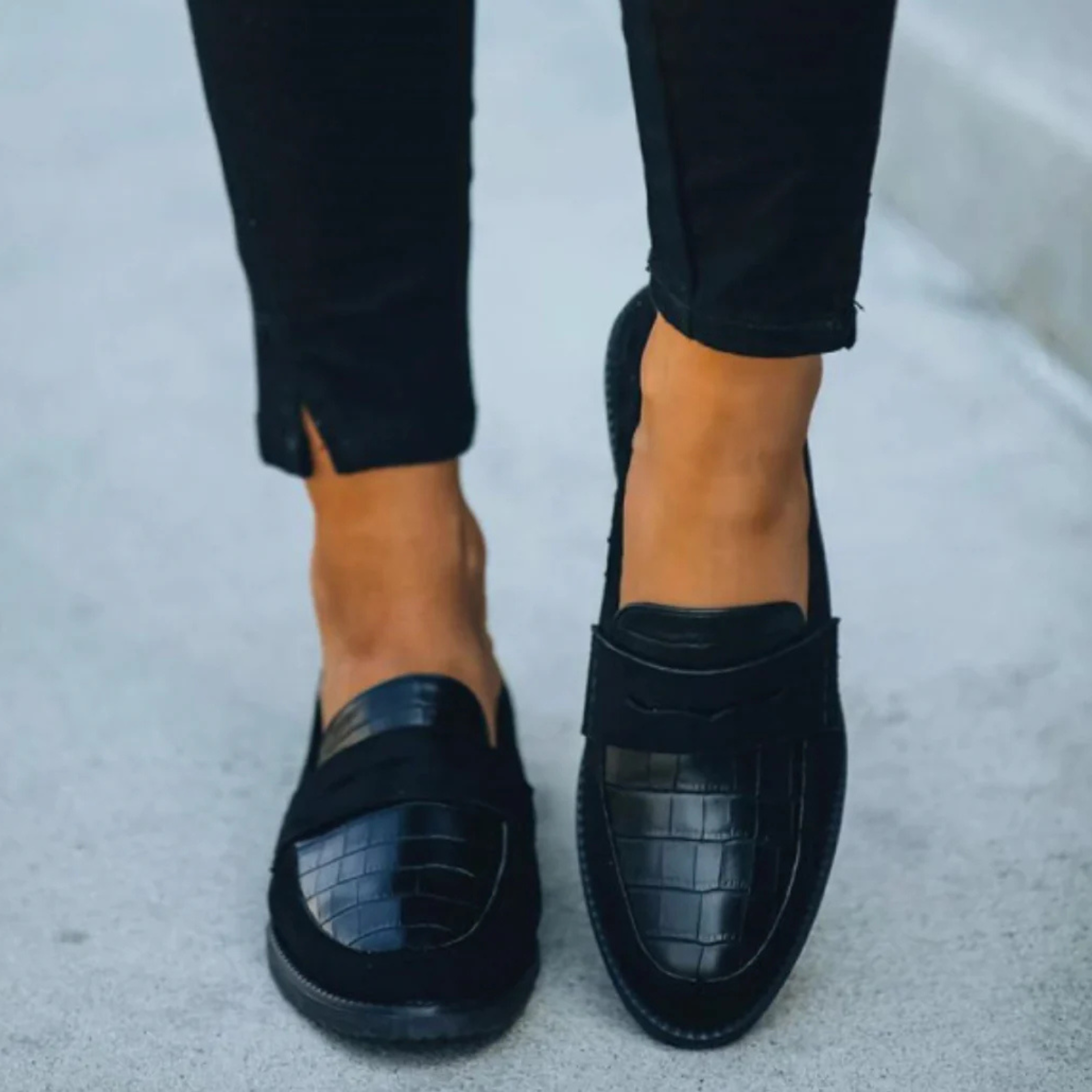 Women's leather loafers | Black, classic style