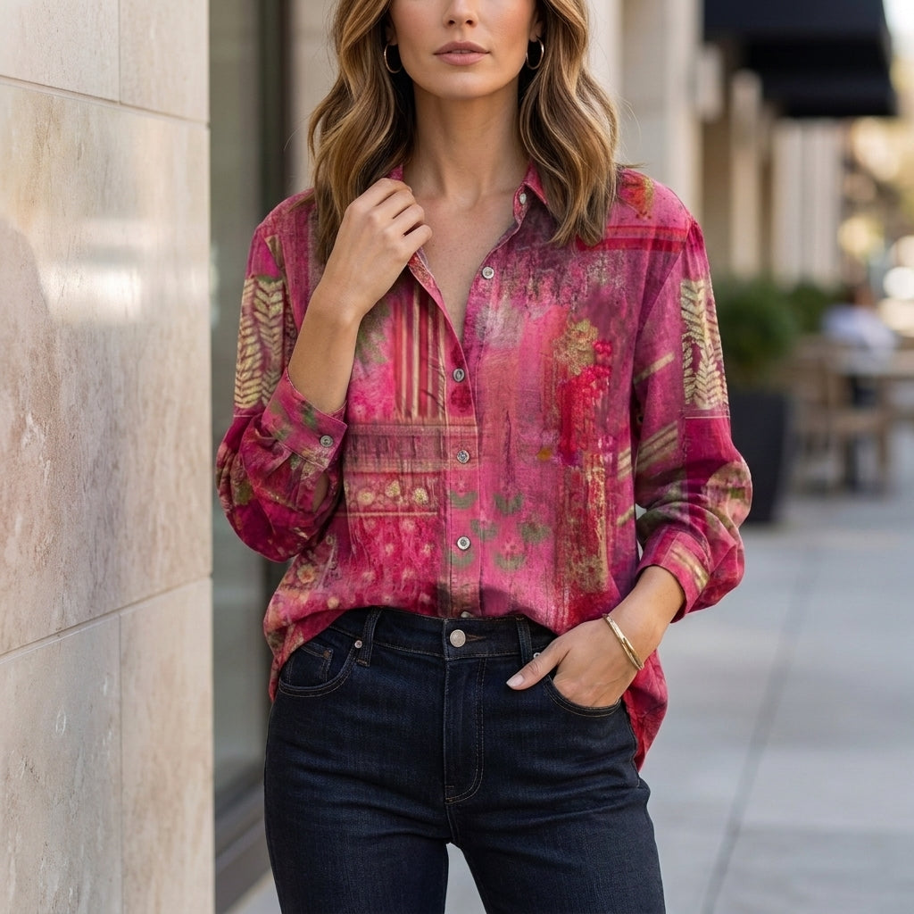 Women's Shirt | Abstract Print, Casual Coastal Style