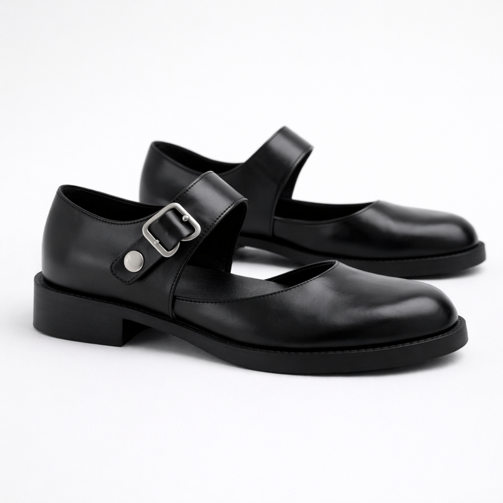 Women's Mary Jane shoes | Black leather | Buckle strap, Comfortable fit