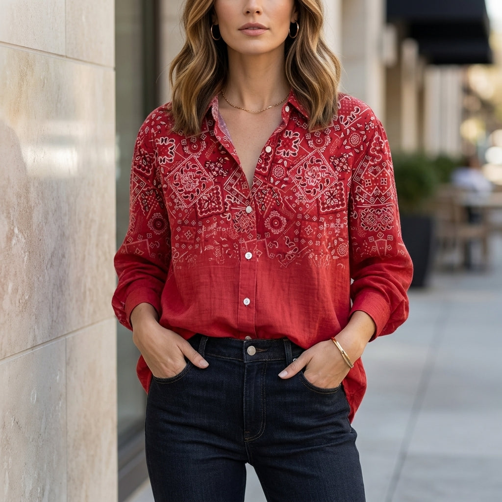 Women's Shirt | Abstract Print, Casual Coastal Style
