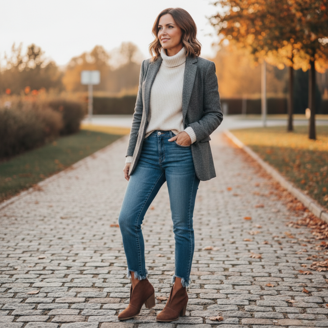 Leather ankle boots for women | V-cut, comfortable | With heels