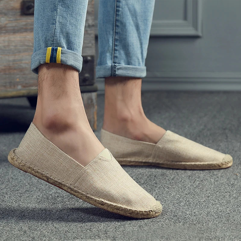 Men's Canvas Moccasins - Non-Slip Sole