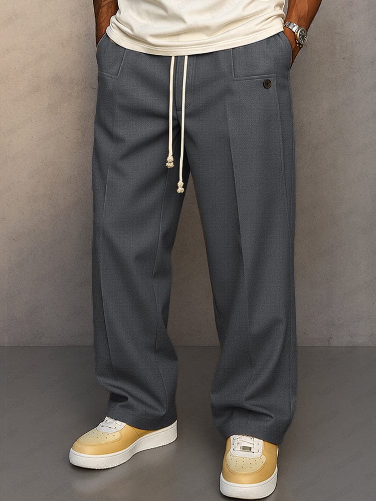 Men's Casual Pants | Elastic Waist, Drawstring | Wide Leg