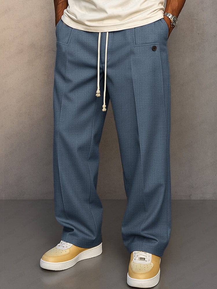 Men's Casual Pants | Elastic Waist, Drawstring | Wide Leg