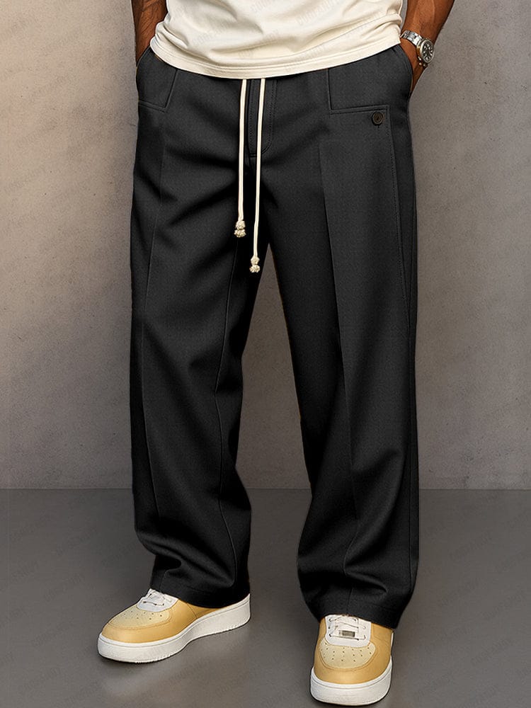 Men's Casual Pants | Elastic Waist, Drawstring | Wide Leg