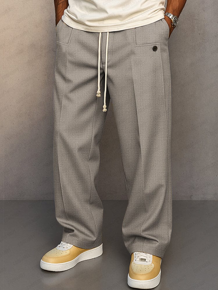 Men's Casual Pants | Elastic Waist, Drawstring | Wide Leg