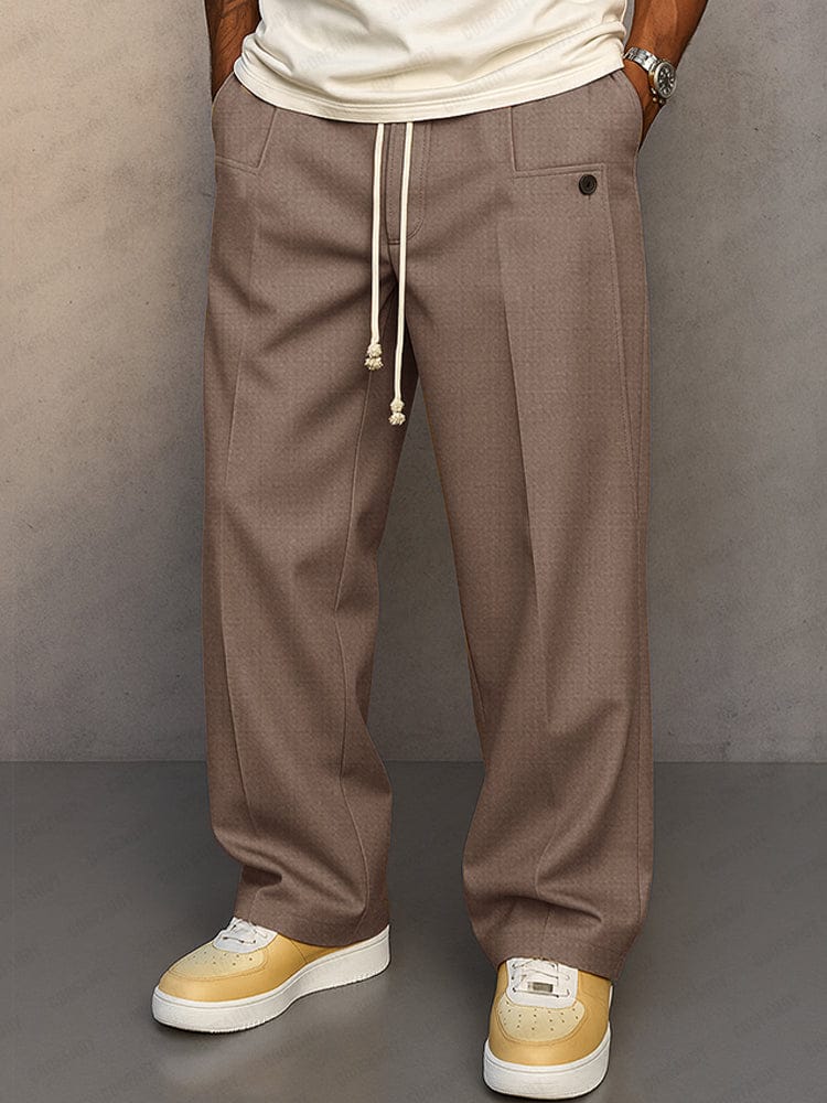Men's Casual Pants | Elastic Waist, Drawstring | Wide Leg