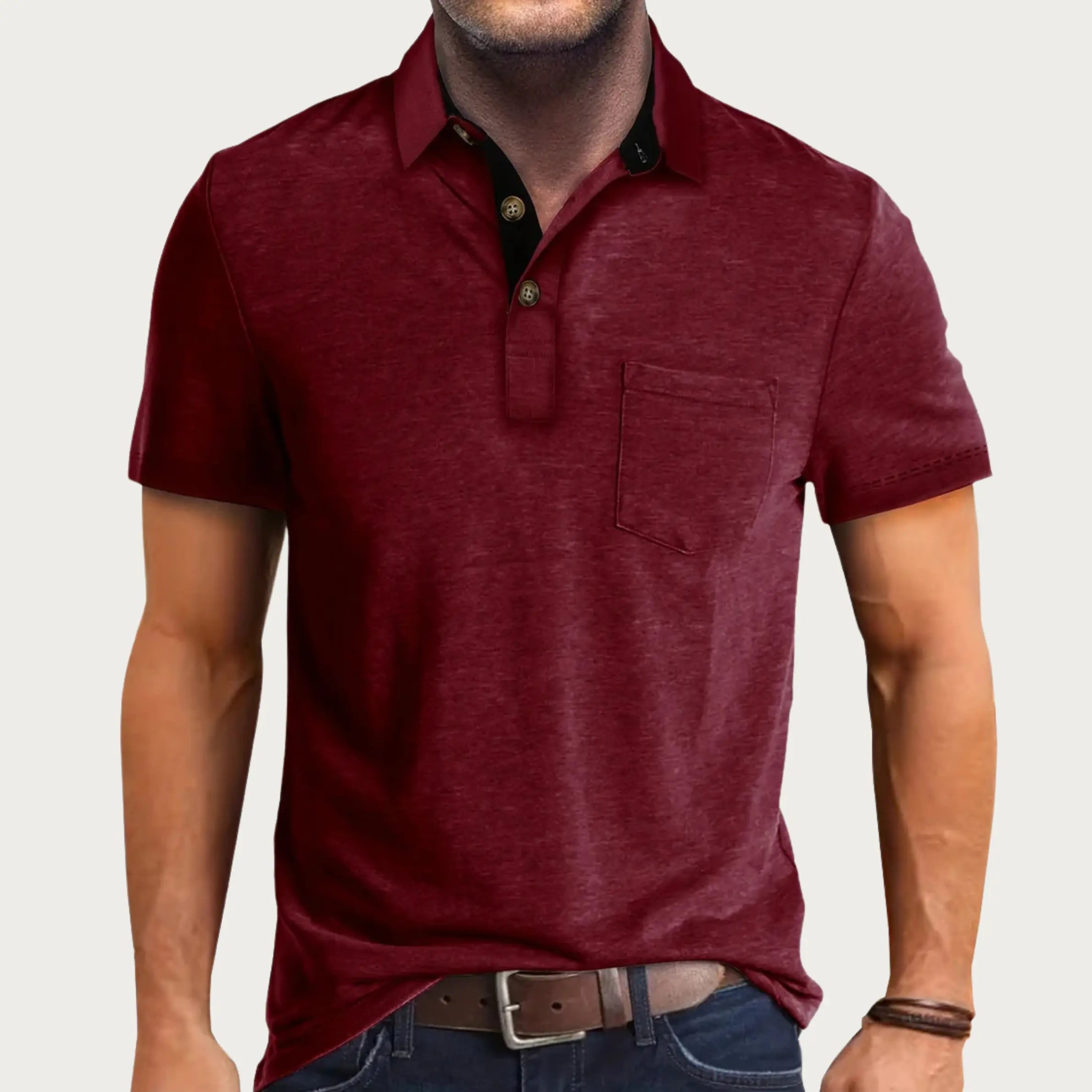 Turtleneck Shirt | Men's Short Sleeve, Chest Pocket | Casual and Stylish