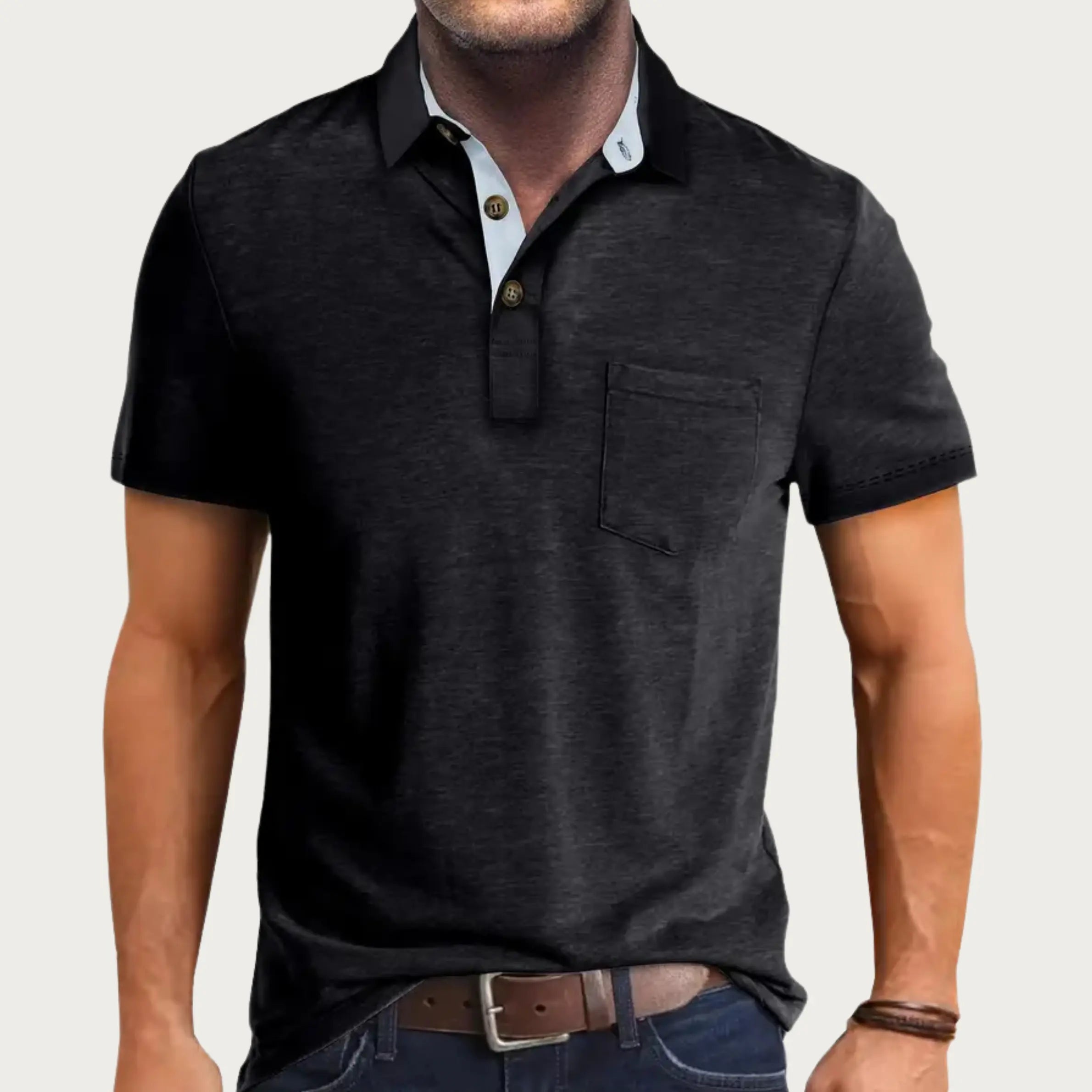 Turtleneck Shirt | Men's Short Sleeve, Chest Pocket | Casual and Stylish