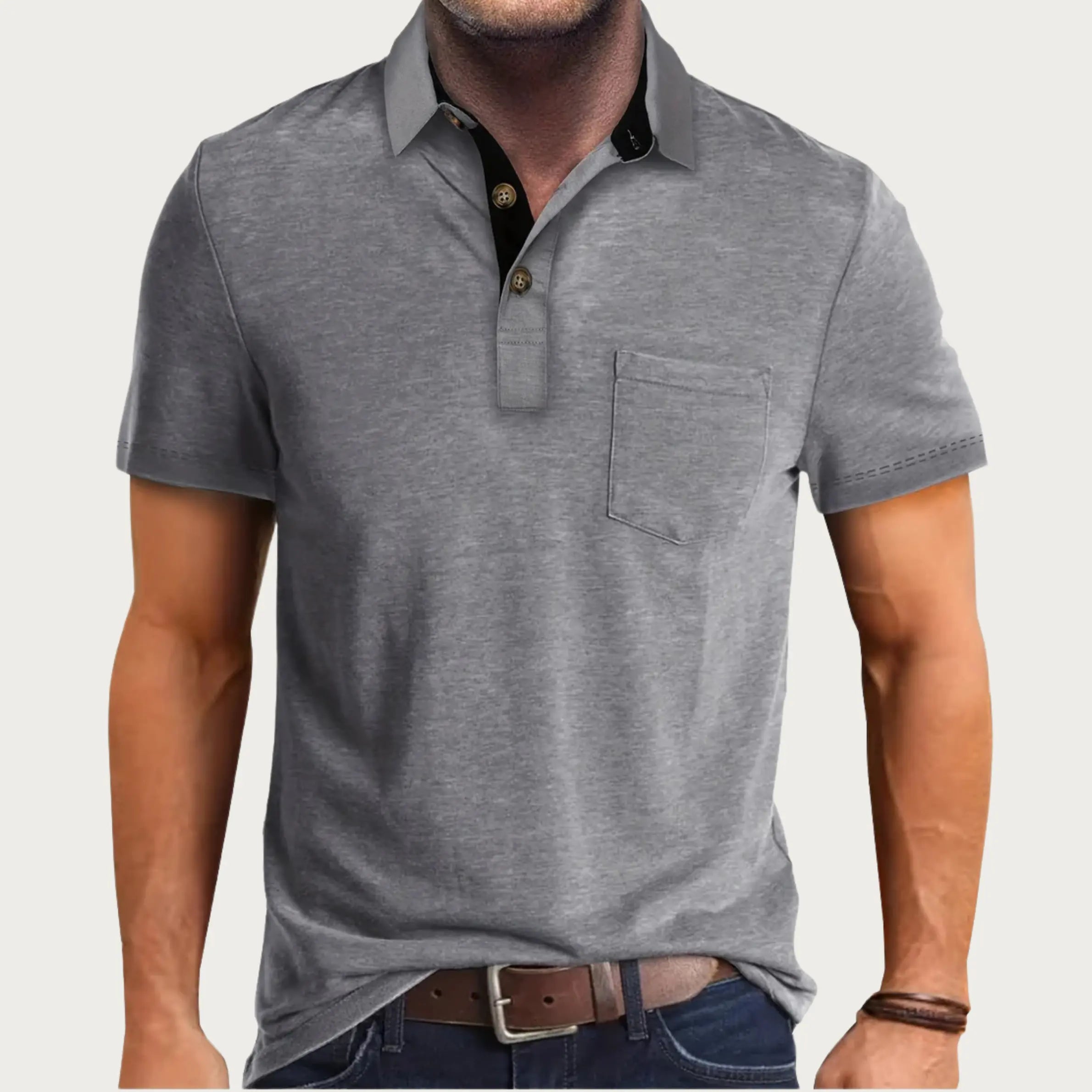 Turtleneck Shirt | Men's Short Sleeve, Chest Pocket | Casual and Stylish