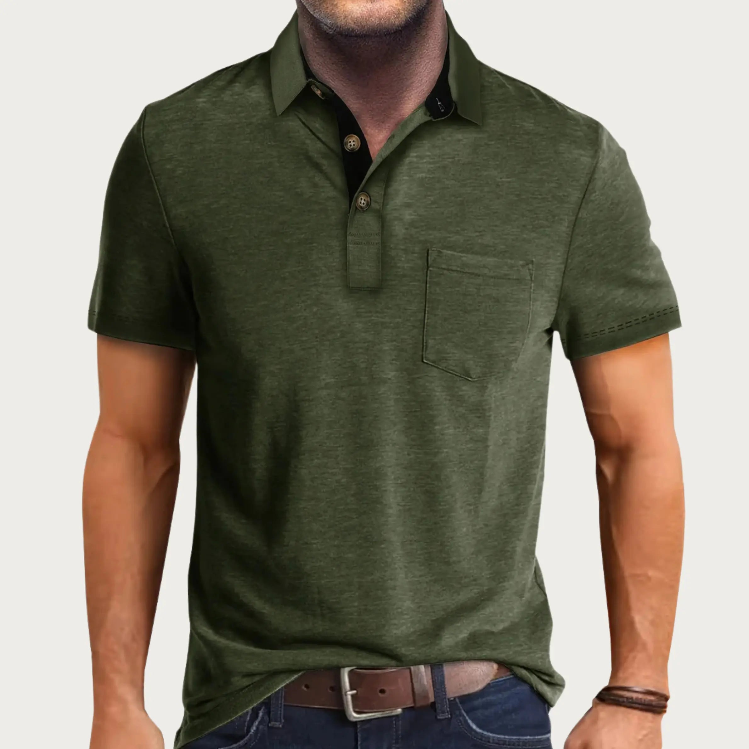 Turtleneck Shirt | Men's Short Sleeve, Chest Pocket | Casual and Stylish