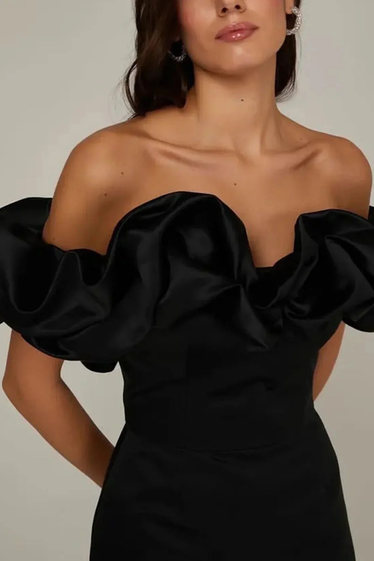 Satin mini dress off-shoulder for women's parties