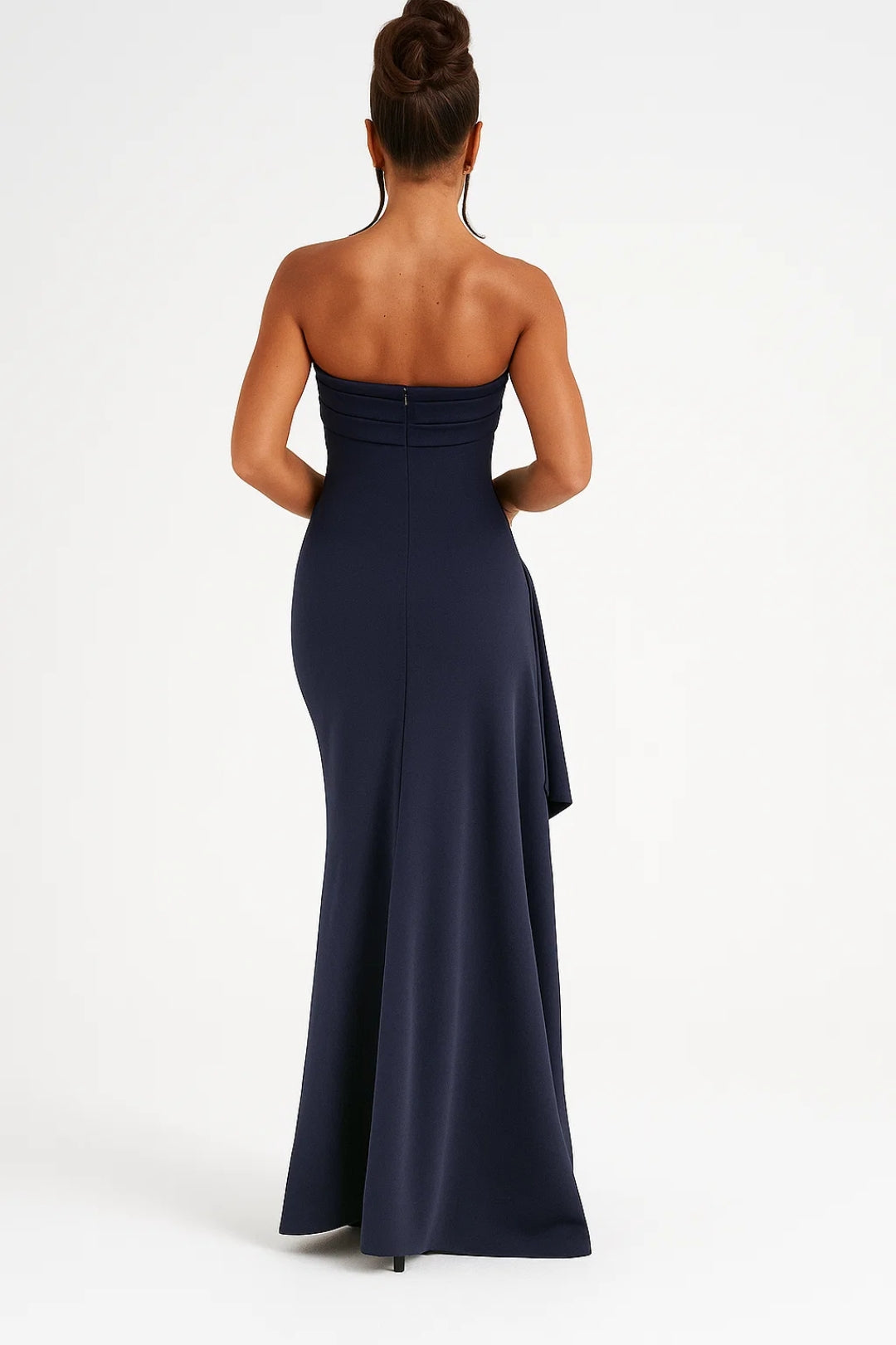 Evening Dress | Women's Strapless, Long Dress | High Slit and Pleats