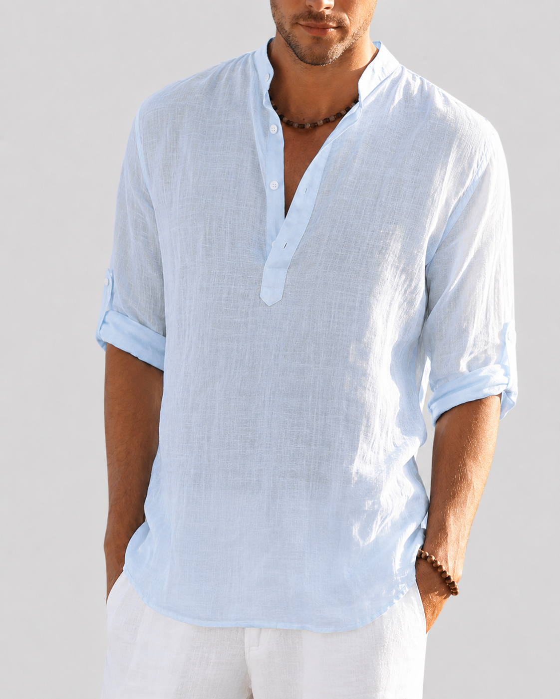 Men's Stretch Dress Shirt – Loose Fit, Long Sleeve, 7 Colors | S–3XL