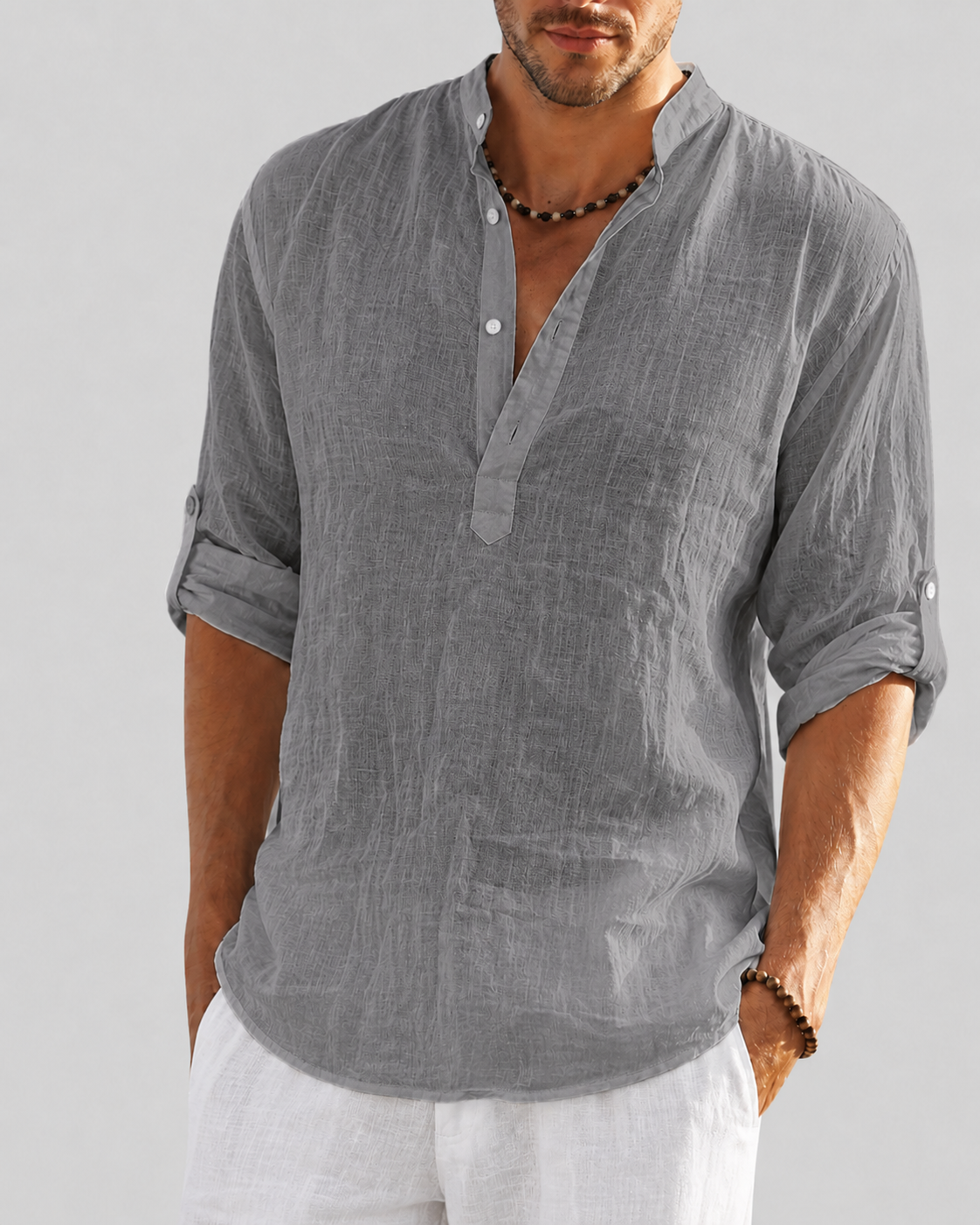 Men's Stretch Dress Shirt – Loose Fit, Long Sleeve, 7 Colors | S–3XL