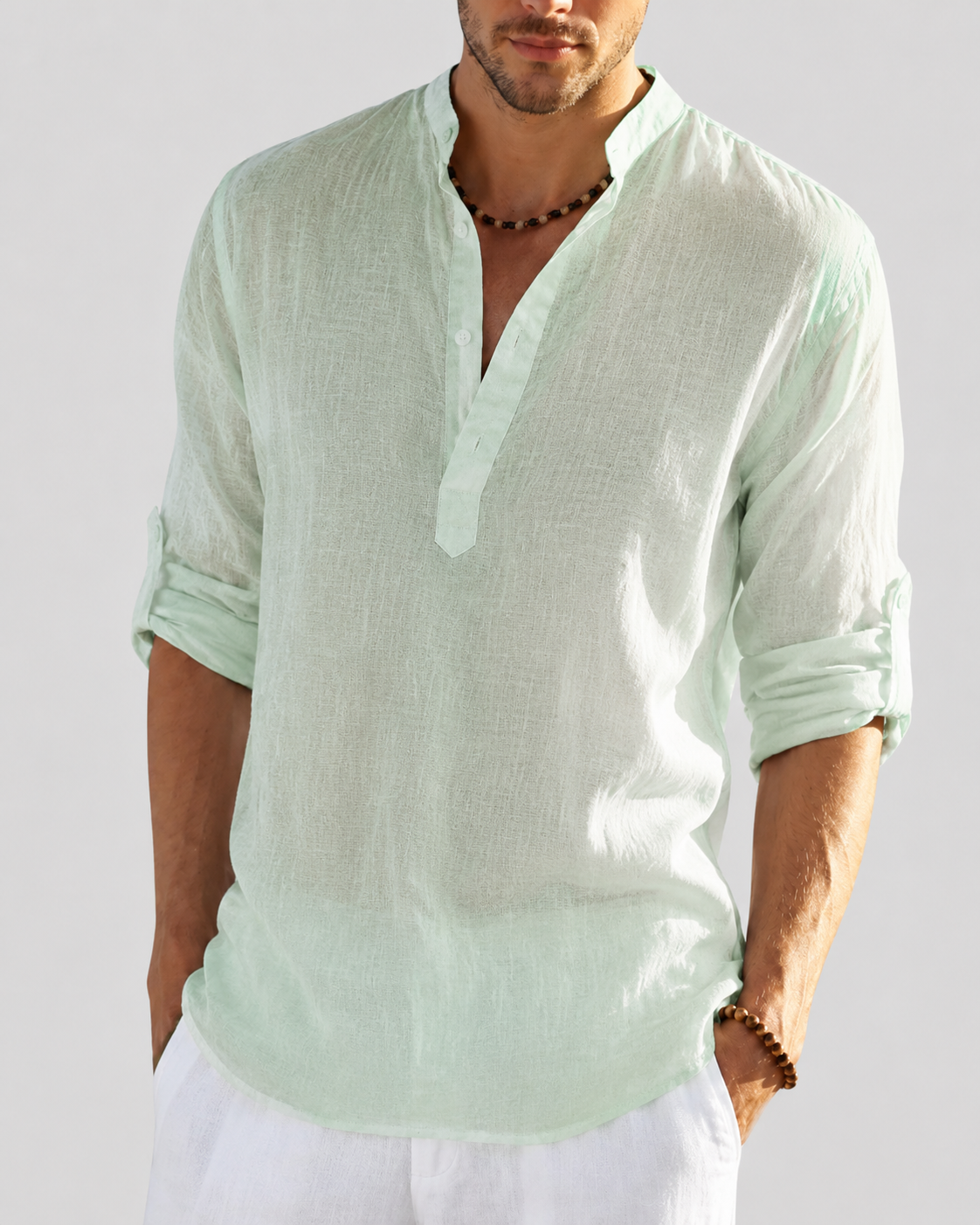 Men's Stretch Dress Shirt – Loose Fit, Long Sleeve, 7 Colors | S–3XL