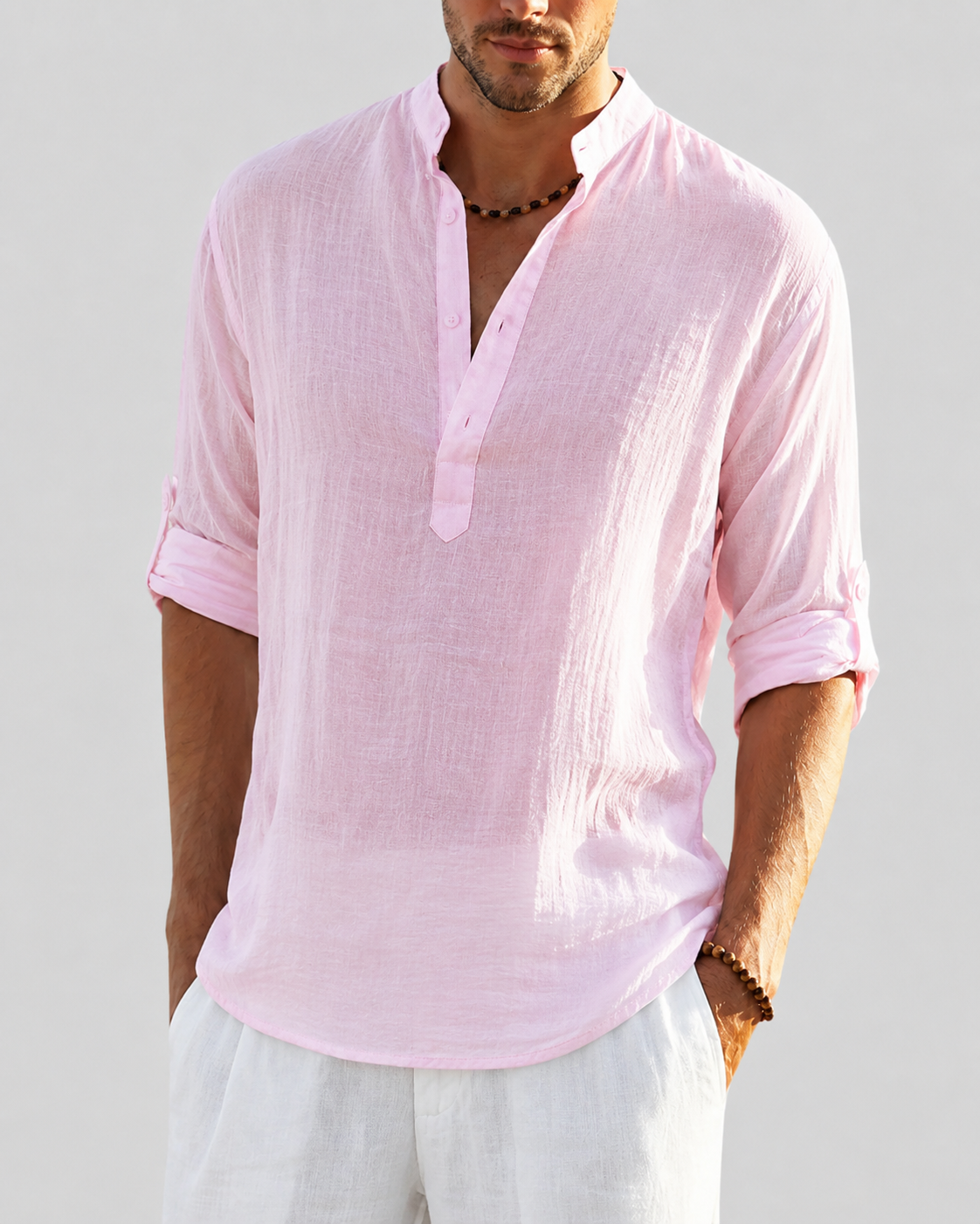 Men's Stretch Dress Shirt – Loose Fit, Long Sleeve, 7 Colors | S–3XL