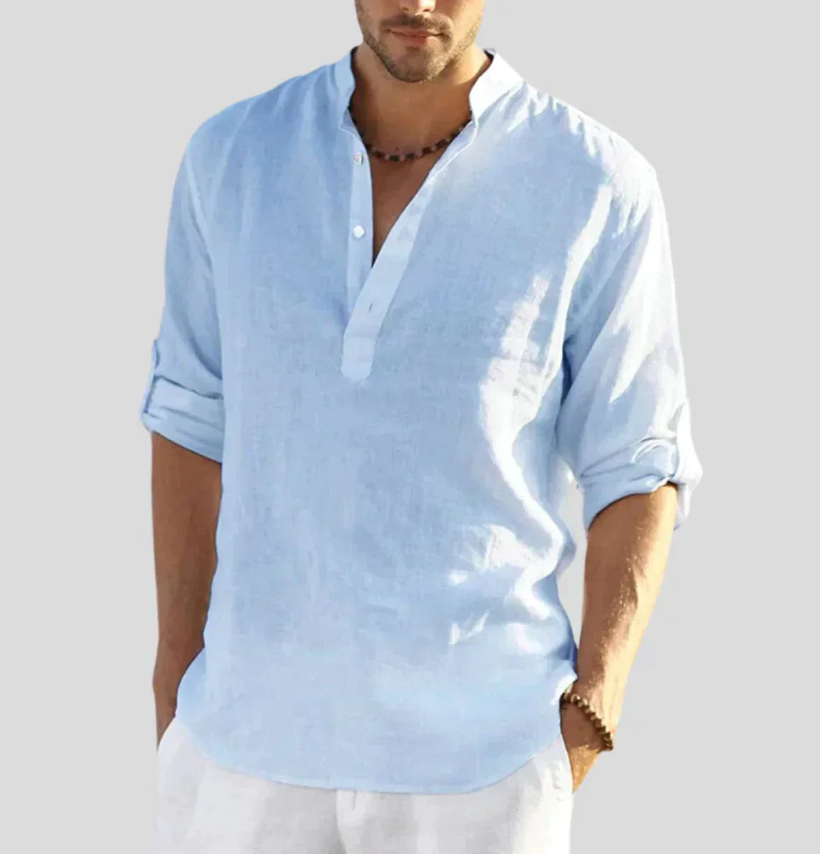 Men's Stretch Dress Shirt – Loose Fit, Long Sleeve, 7 Colors | S–3XL