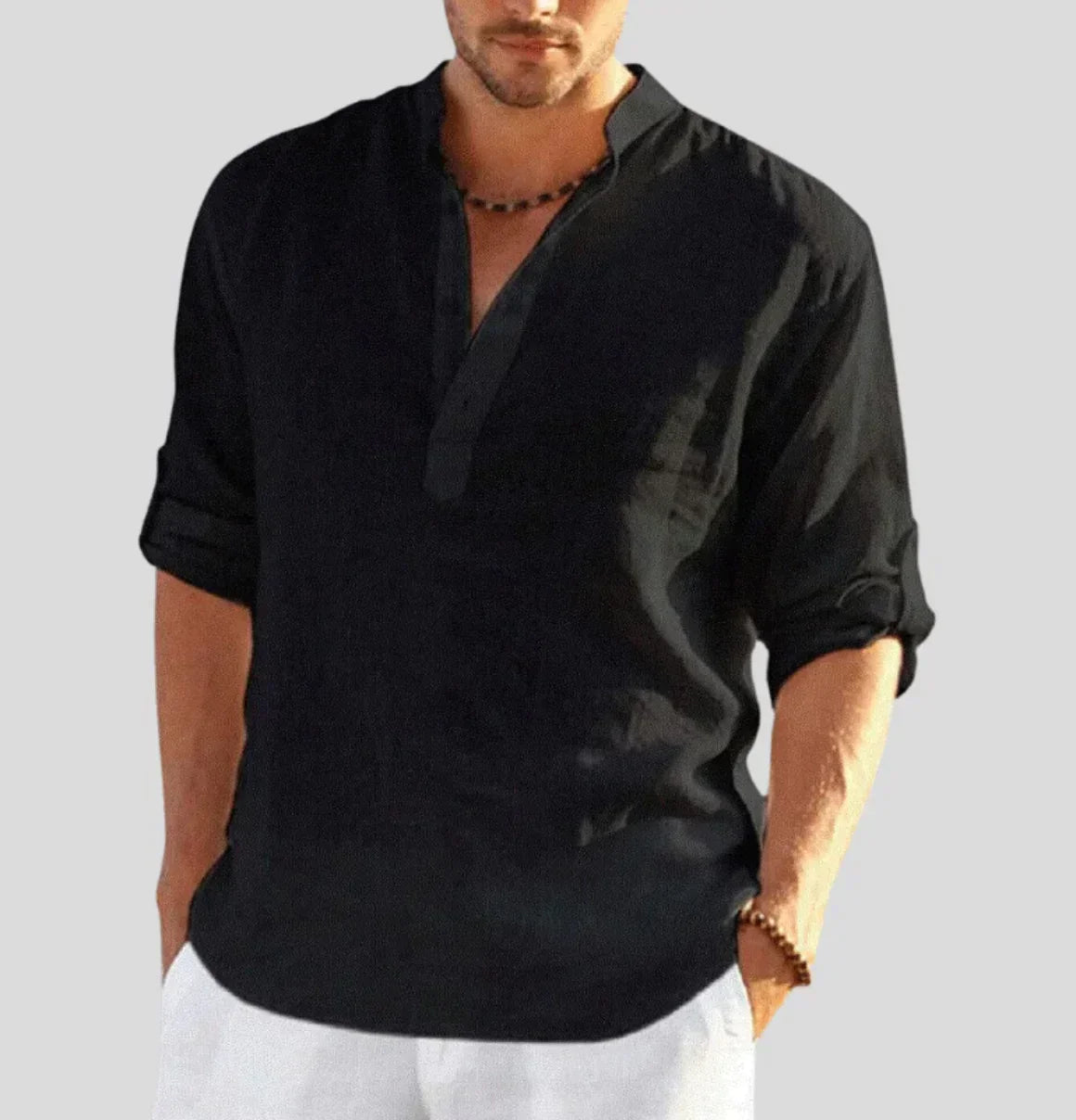 Men's Stretch Dress Shirt – Loose Fit, Long Sleeve, 7 Colors | S–3XL