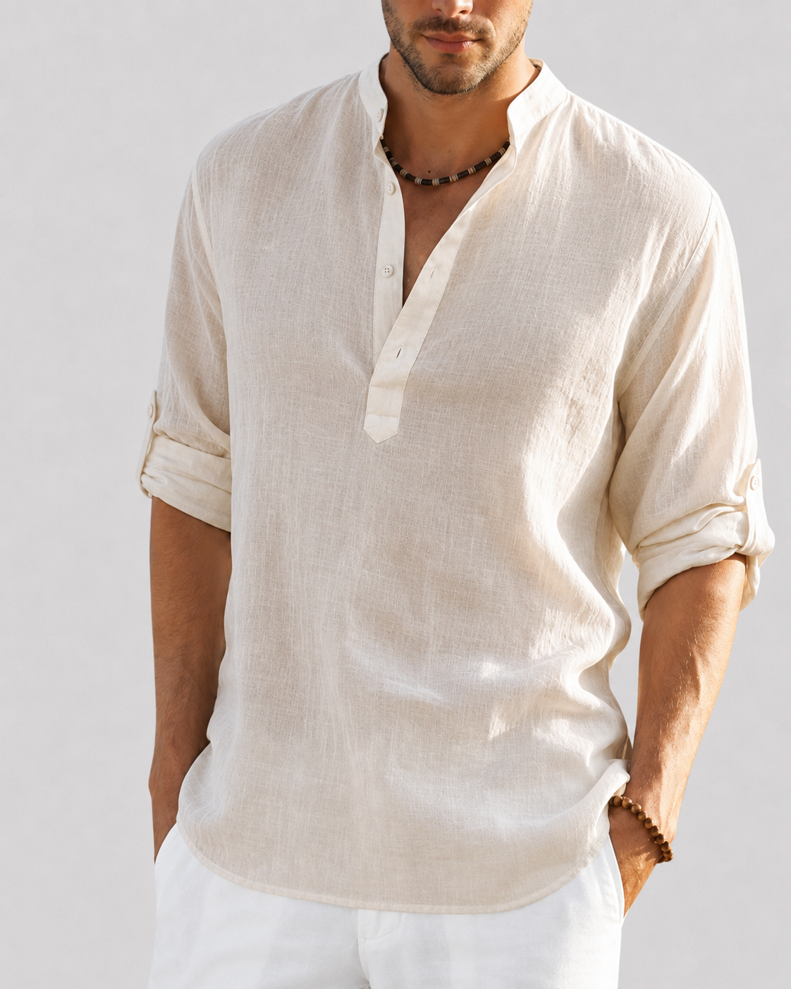 Men's Stretch Dress Shirt – Loose Fit, Long Sleeve, 7 Colors | S–3XL