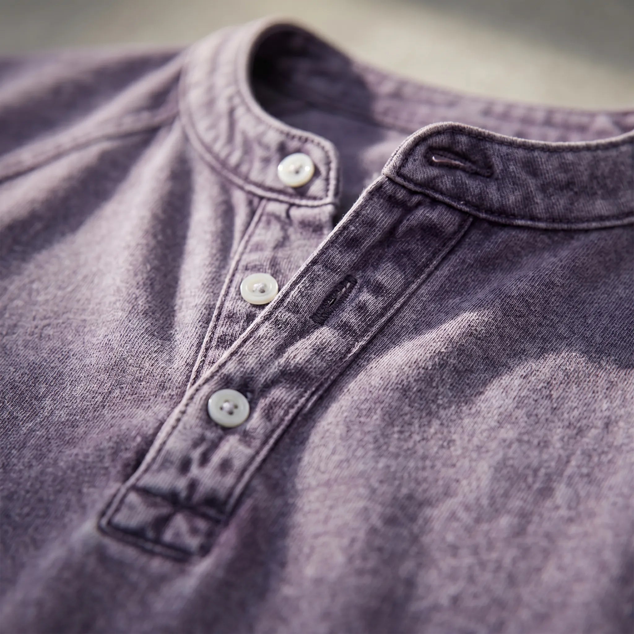 Men's Henley Shirt | Raglan Sleeves Vintage | Button Collar