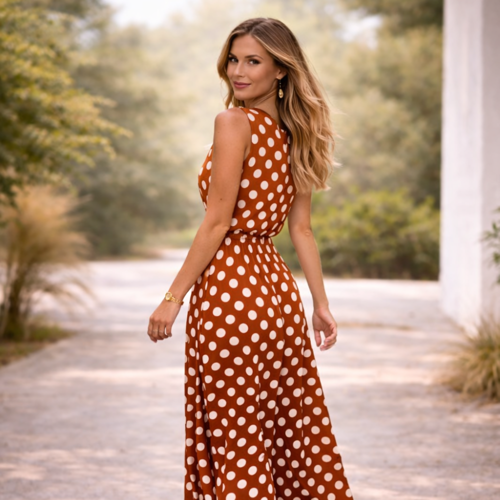 Polka dot maxi dress | Vintage-inspired | Flattering fit