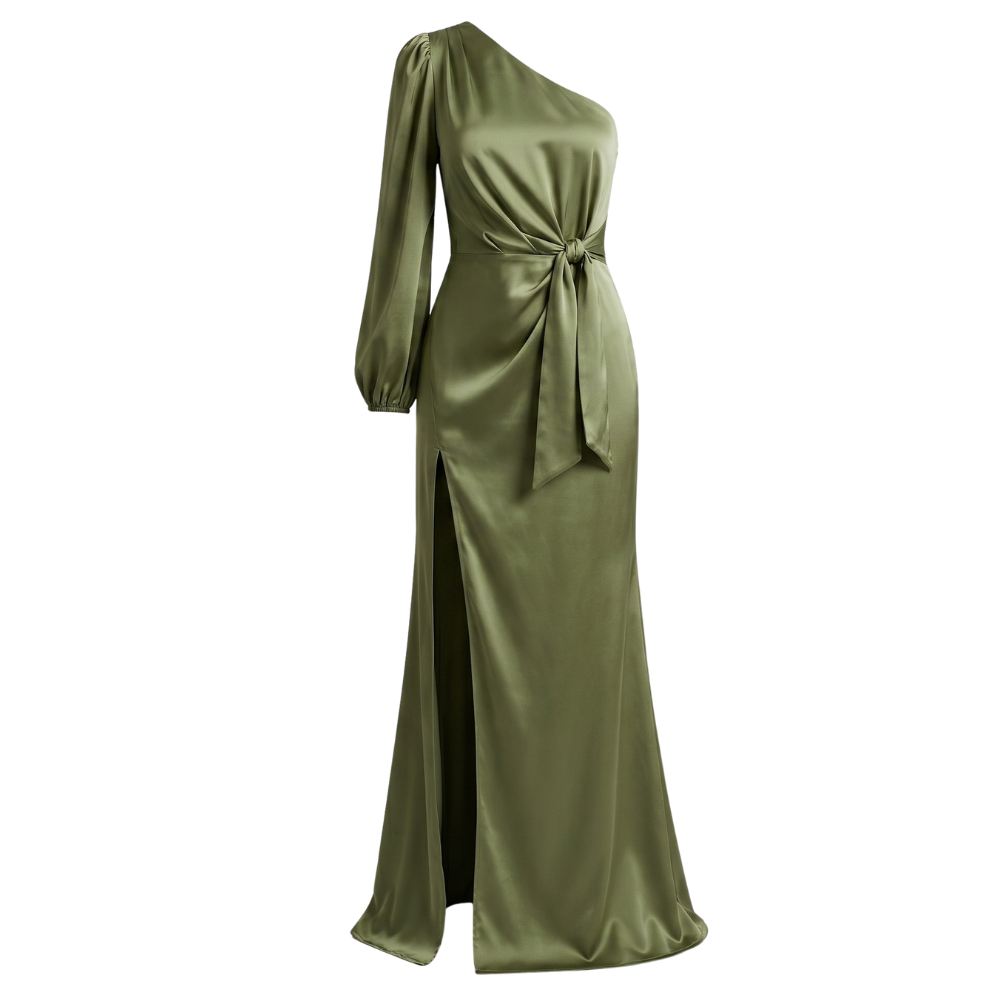 Satin Maxi Dress | One-Shoulder, Elegant