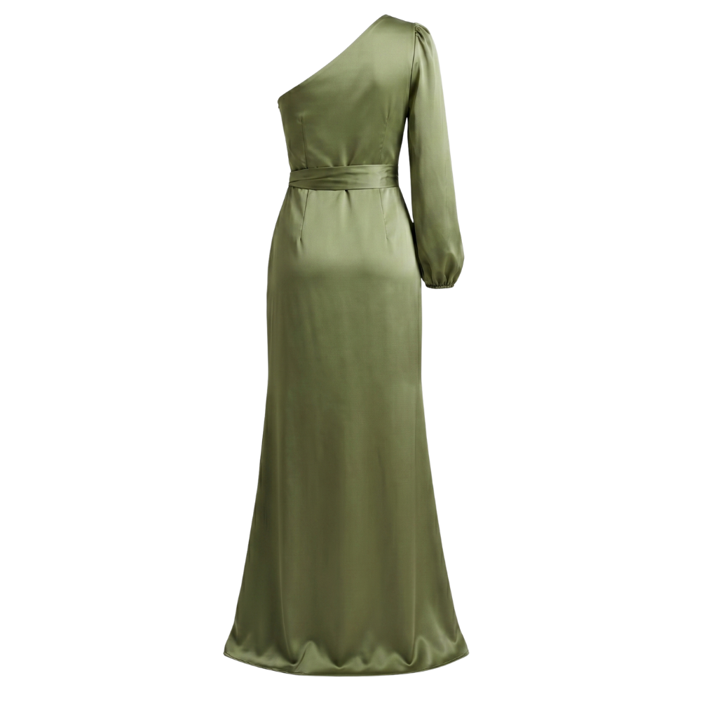 Satin Maxi Dress | One-Shoulder, Elegant