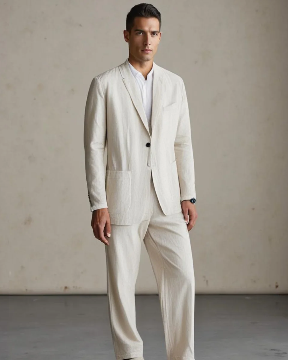 Men's linen shirt | Summer, lightweight | Beige, gray, dark blue