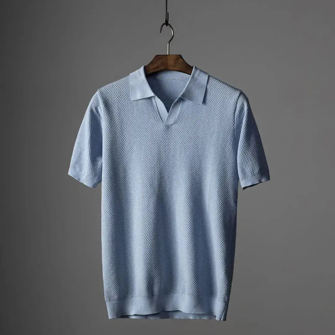 Men's knitted polo shirt | Peru cotton, breathable | Short-sleeved premium model
