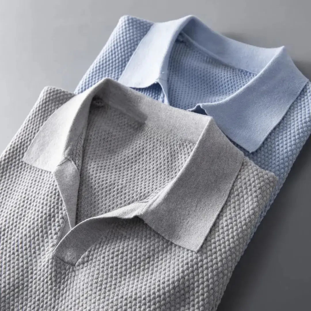 Men's knitted polo shirt | Peru cotton, breathable | Short-sleeved premium model