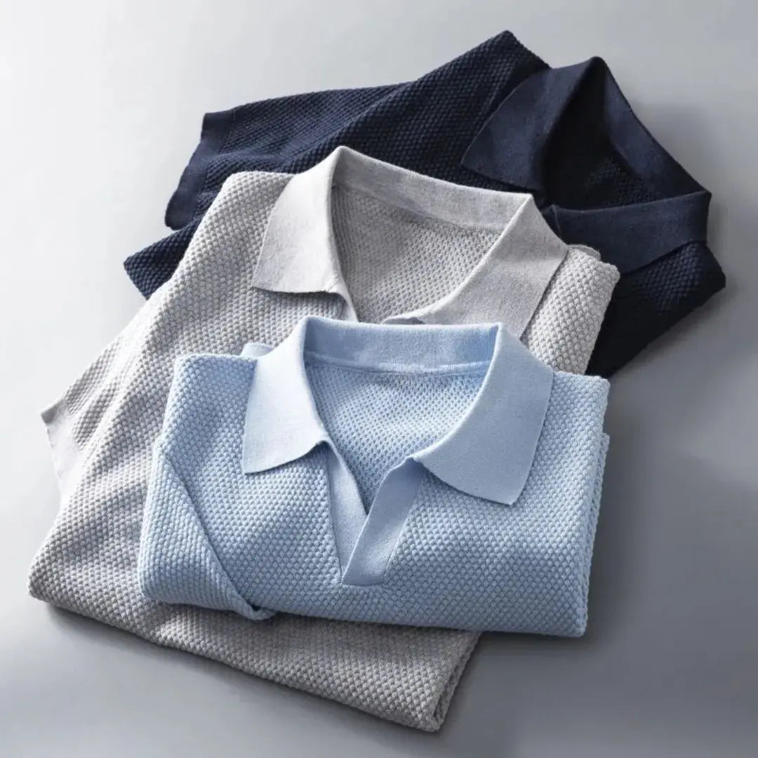 Men's knitted polo shirt | Peru cotton, breathable | Short-sleeved premium model