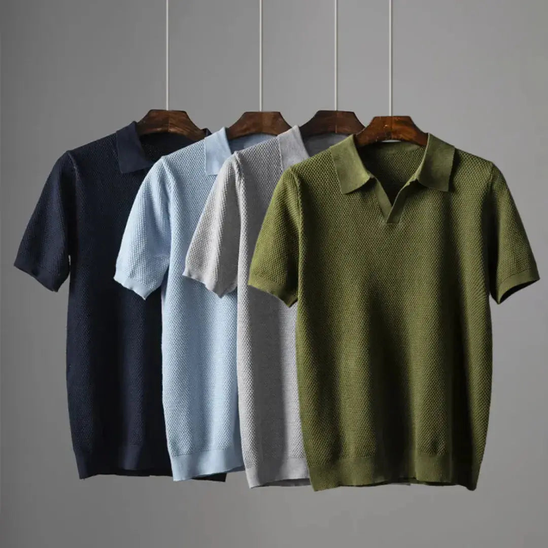 Men's knitted polo shirt | Peru cotton, breathable | Short-sleeved premium model