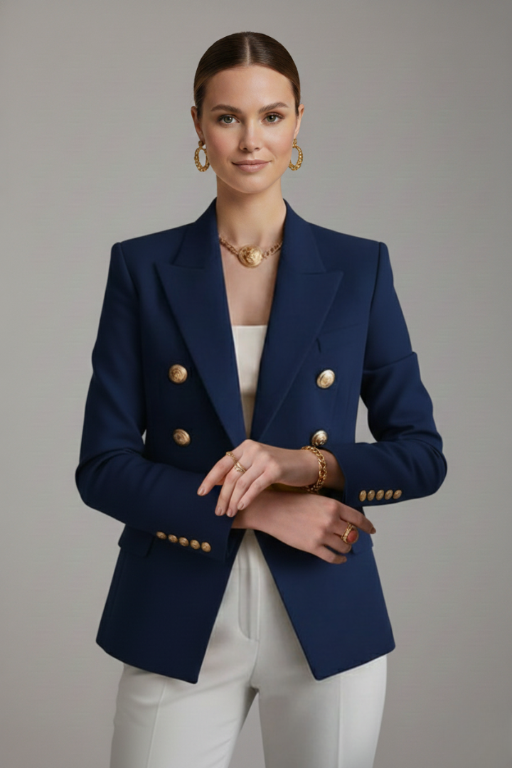 Women's Blazer | Double-breasted, Gold Buttons | Elegant Jacket Coat