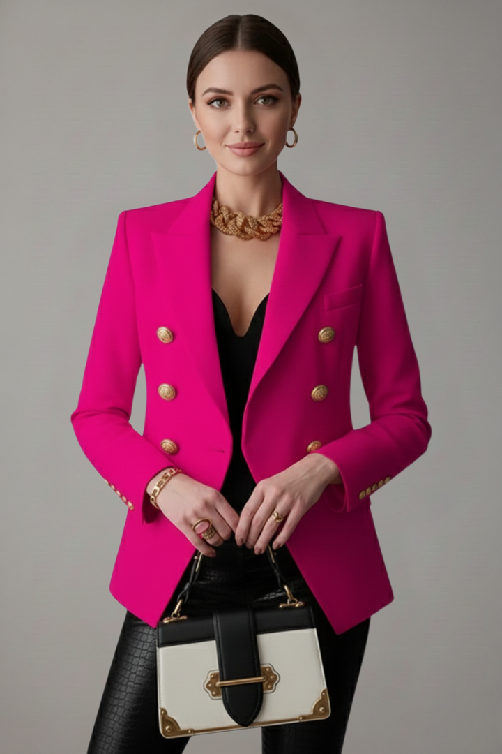 Women's Blazer | Double-breasted, Gold Buttons | Elegant Jacket Coat