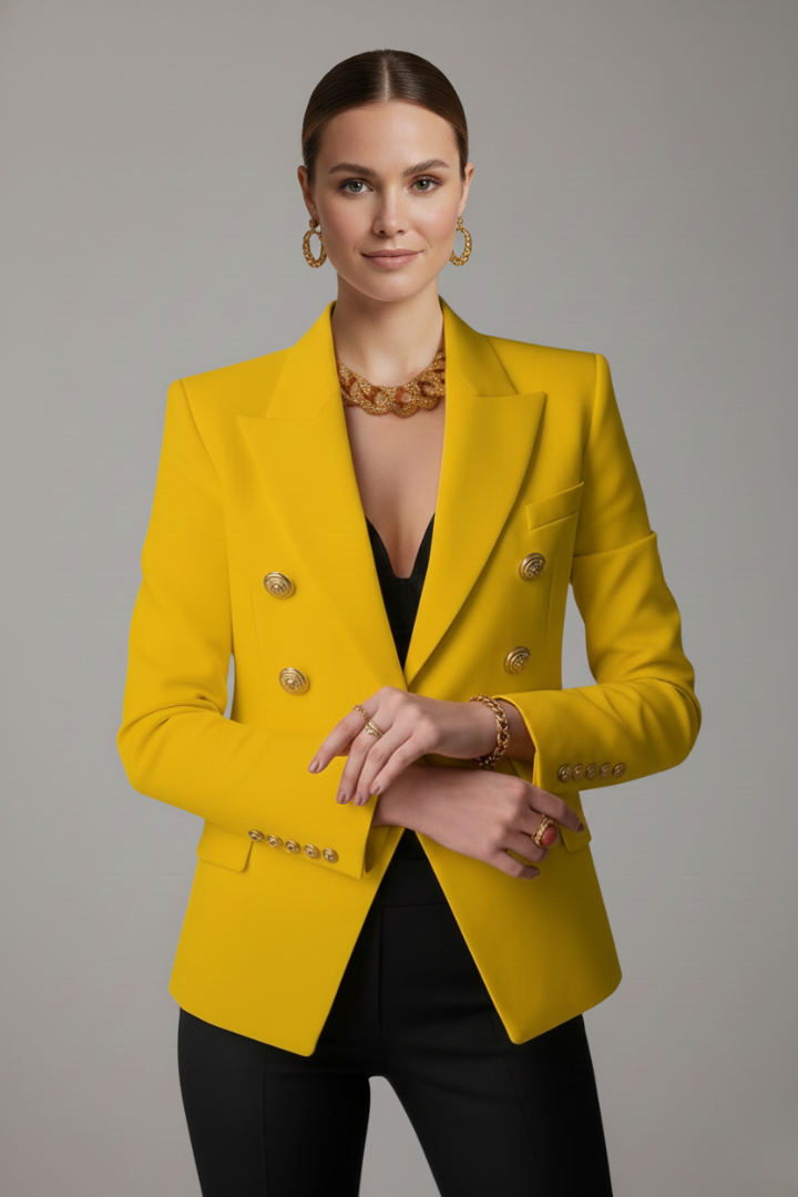 Women's Blazer | Double-breasted, Gold Buttons | Elegant Jacket Coat
