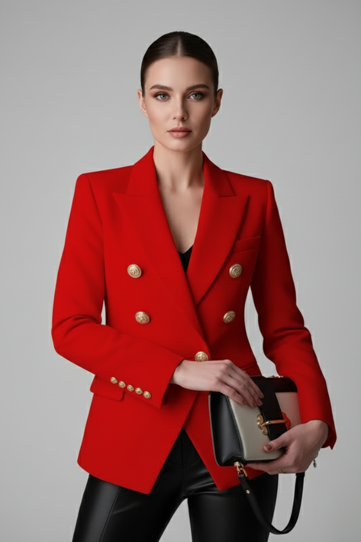 Women's Blazer | Double-breasted, Gold Buttons | Elegant Jacket Coat