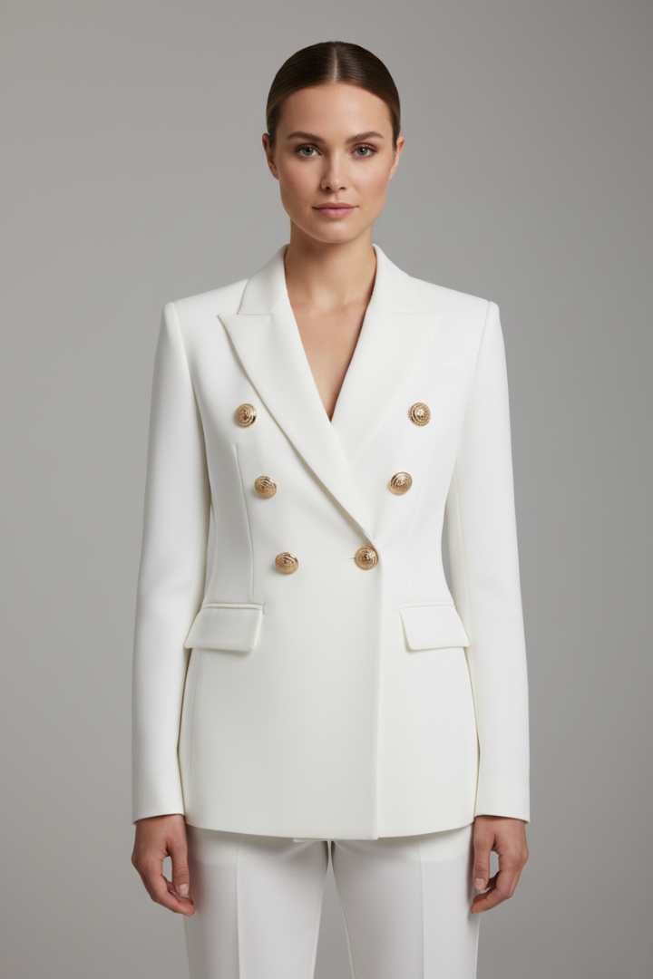 Women's Blazer | Double-breasted, Gold Buttons | Elegant Jacket Coat