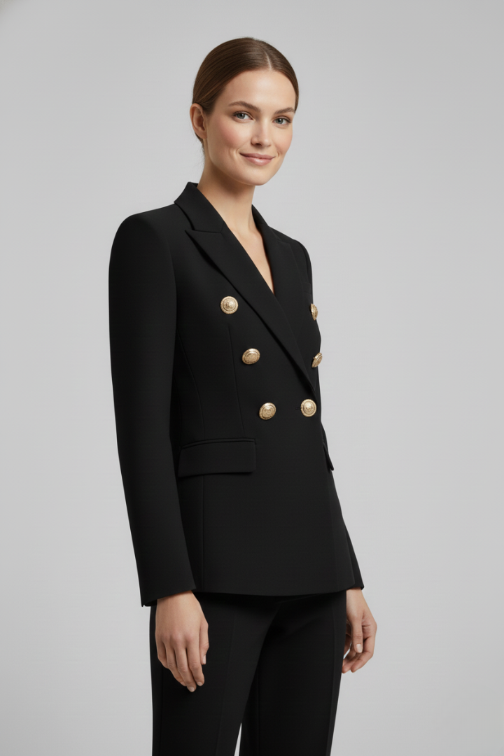 Women's Blazer | Double-breasted, Gold Buttons | Elegant Jacket Coat